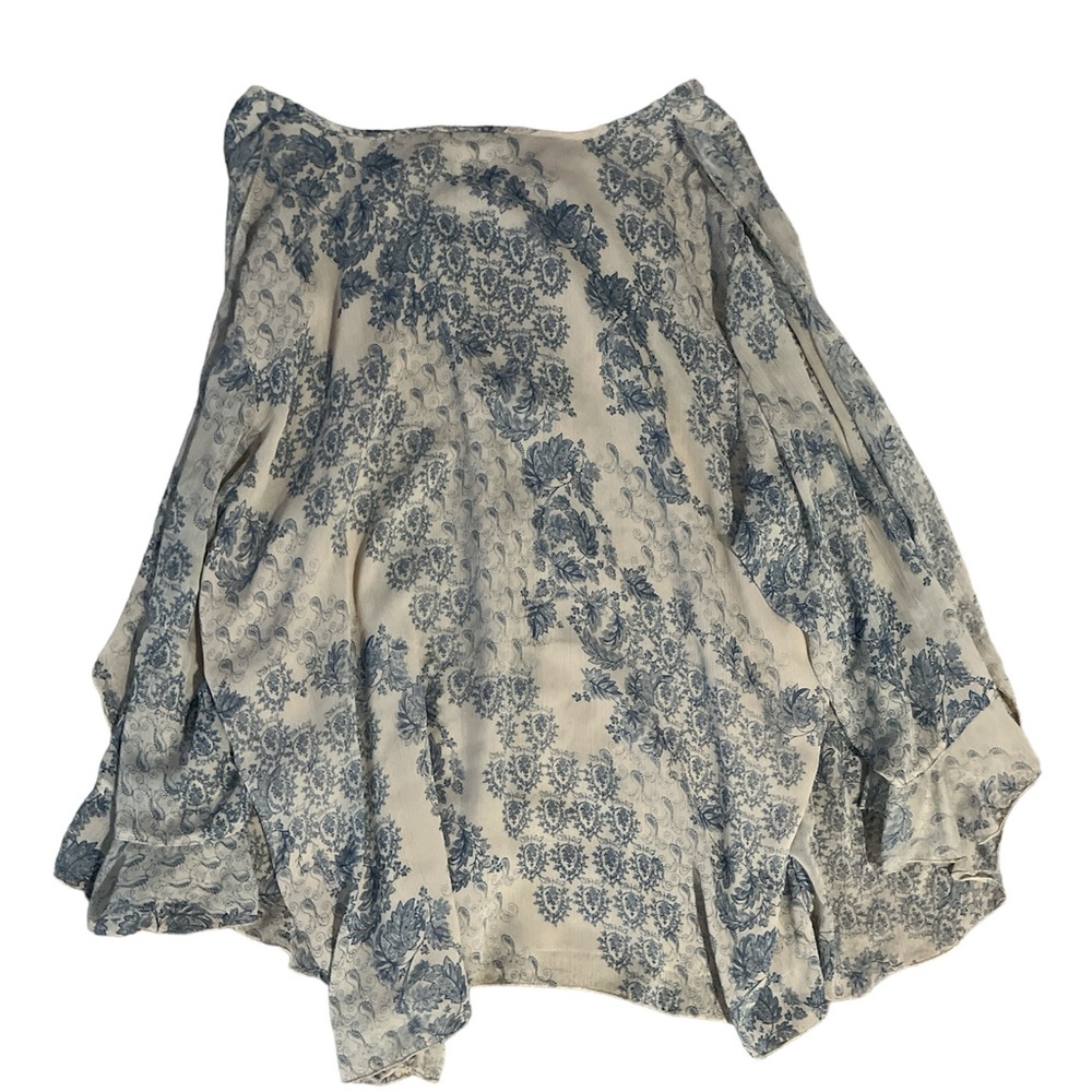 NorthStyle Beige and Blue Patterned Flowing Skirt for Women